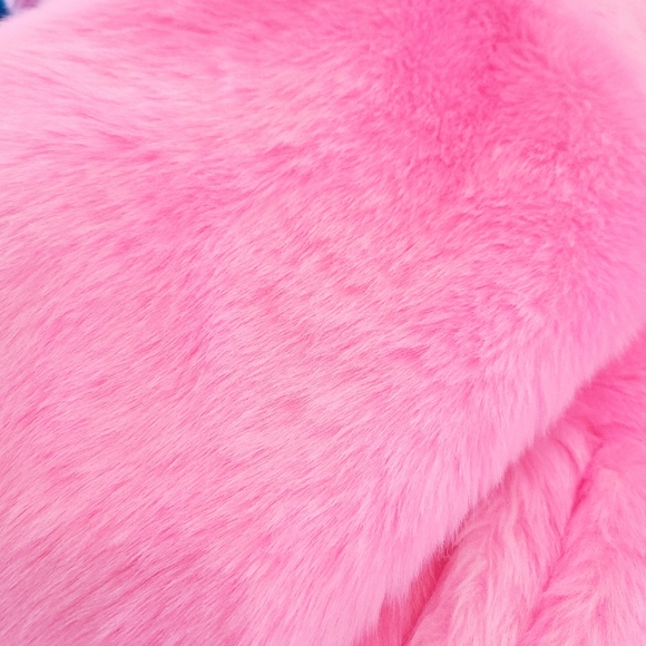 Revolve Brognano Barbiecore Pink Faux Fur Maxamilist Oversized Bomber Jacket - Picture 8 of 10